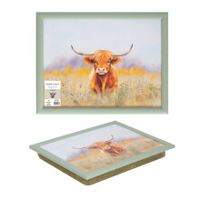 Lap Tray 44cm Highland Cow Design Beanbag Cushion Polyester Serving Food Drinks