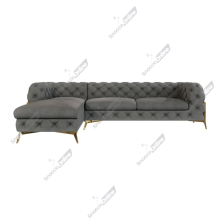 (Coffee Grey, Left Hand Chaise) SnoozeOnline Velvet Chaise Lounge Chaise Chesterfield 3 Seat Corner Settee Sofa For Living Room