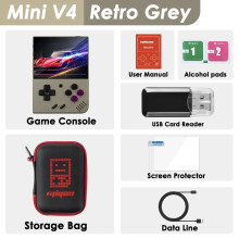 (Grijs-met tas-geen kaart (0 games))Miyoo Mini V4 draagbare spelcomputer 2,8'' IPS Linux-systeem RTC