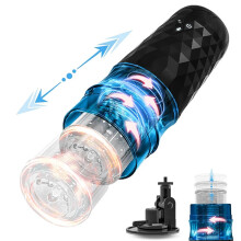 (FJB11-BK-ZJ) Masturbateur masculin à rotation télescopique, vagin en silicone, prononciation réelle,