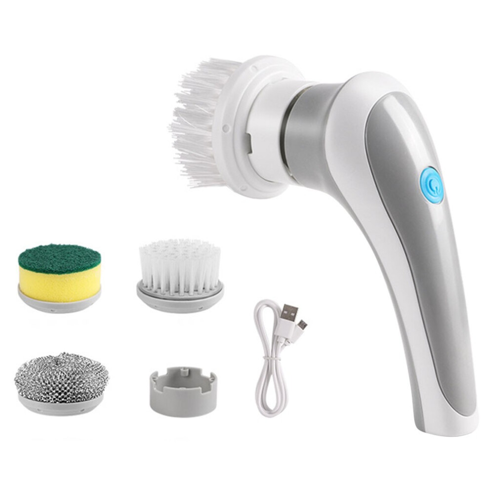 (Ensemble de brosses grises) Brosse de nettoyage électrique rotative à 360 degrés pour la cuisine et