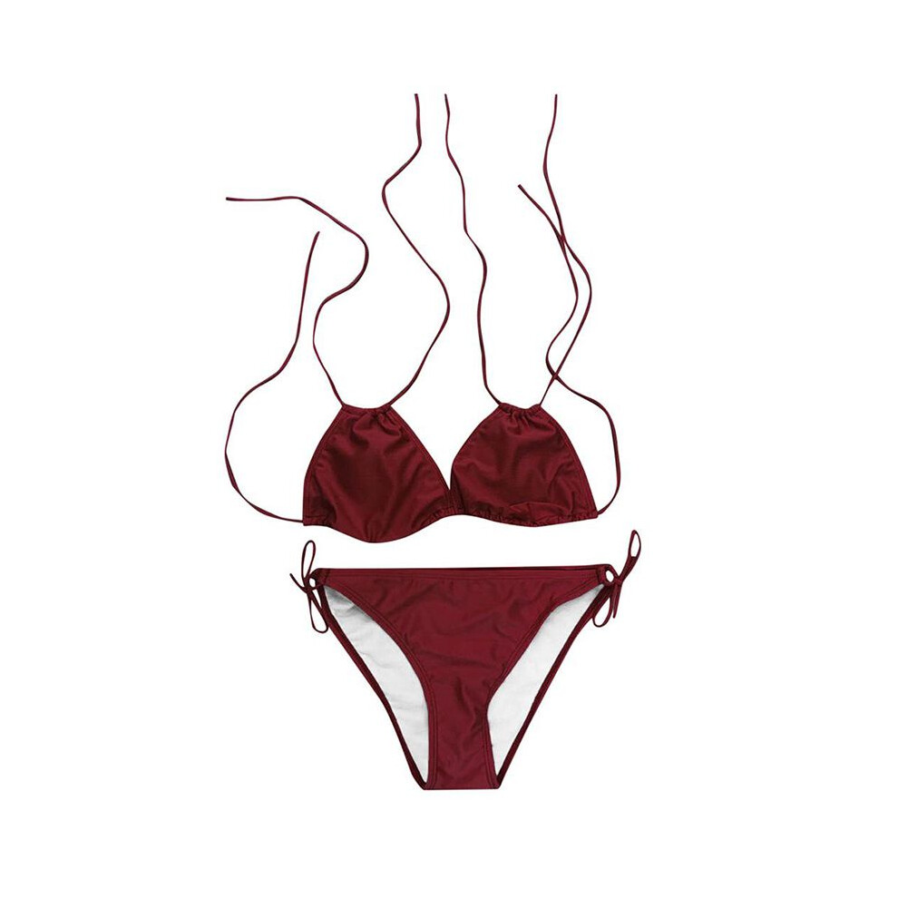 (WineRed, L) Solid Womens Push Up Padded Plus Size Bikini Set Swimsuit Swimwear Suit Bathing-image-OPC-PGZ8DPR-NEW