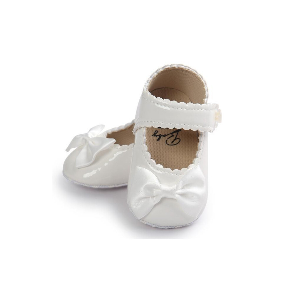 (White, 11cm/Fit For 0~6 Month) Hot Toddler Girl Crib Shoes Baby Bowknot Soft Sneakers Prewalker Sole