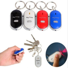 (black, One size) 4 Colors Led Key Finder Locator Keychain Find Lost Keys Control Whistle Sound