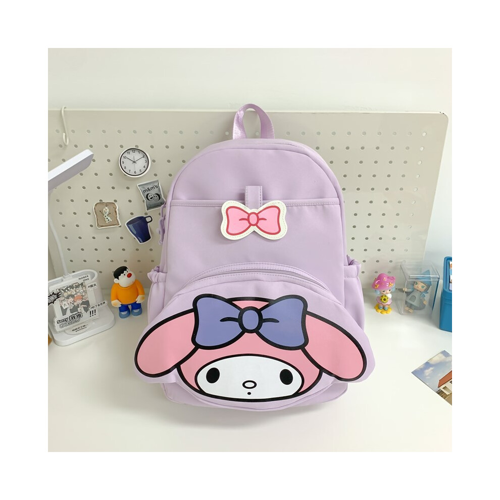 (Purple Melody) Printed Sanrio Anime Solid Color Backpack Schoolbag Large Capacity Bag Travel-image-OPC-PGZ8HRJ-NEW