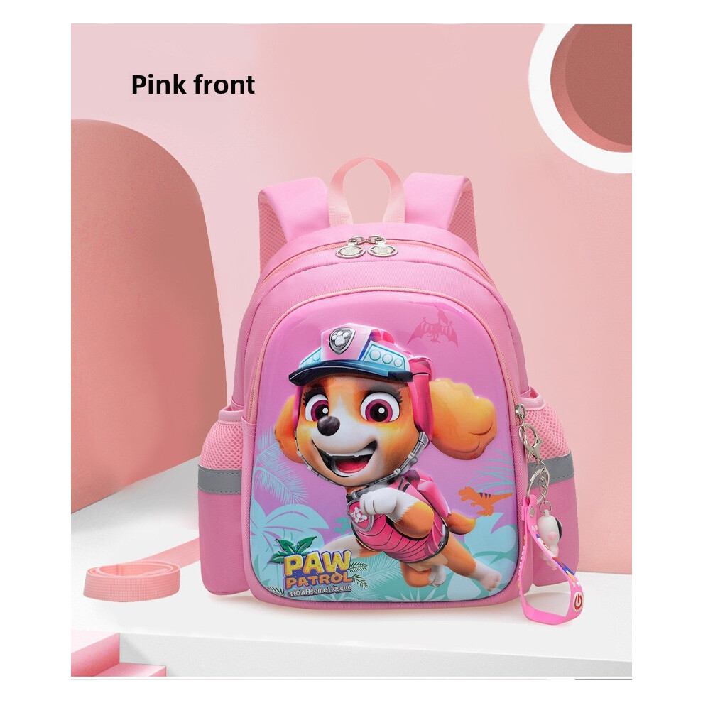 (Pink) Patrol Printed Paw Backpack Children Schoolbag Breathable Anti Water Splashing