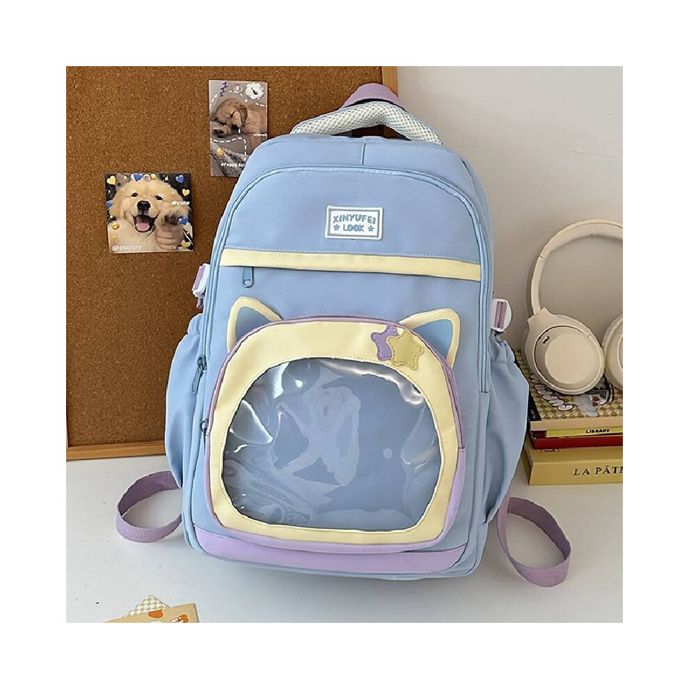 (Blue Backpack) Street Backpack Fashion Women Nylon School Bag Detachable Bags Computer Strap-image-OPC-PGZ8PC8-NEW