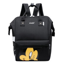 (Black, 35x26x19cm) Mickey Cartoon Mouse Shoulder Bag Large Capacity Mother Baby Backpack And
