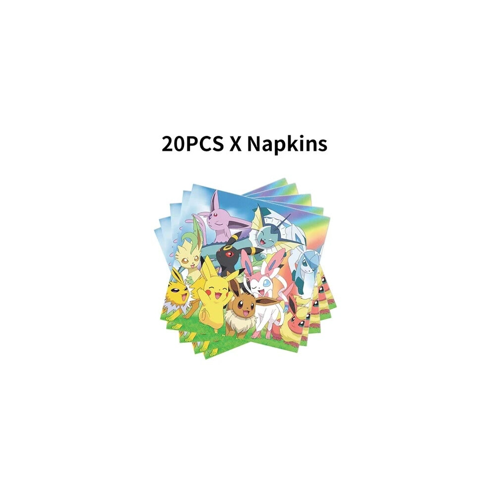 (Napkin-20pcs, Other) Pokemoned Latex Balloon Happy Birthday Banner Pikachu Foil Ballons Party Decoration Plate Disposable Tableware Cake Topper Toy-image-OPC-PGZ8ZDP-NEW