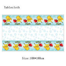 (tablecloth-3, 12INCH) Pokemon Theme Birthday Party Decoration Supplies Cartoon Pokemon Go Tableware Cups Plates Pikachu Balloon For Baby Shower Favor