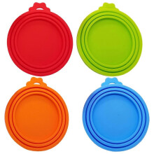 (As show, One size) 4pcs Pet Food Can Fresh-keeping Covers Silicone Can Lids Dog Food Can Covers
