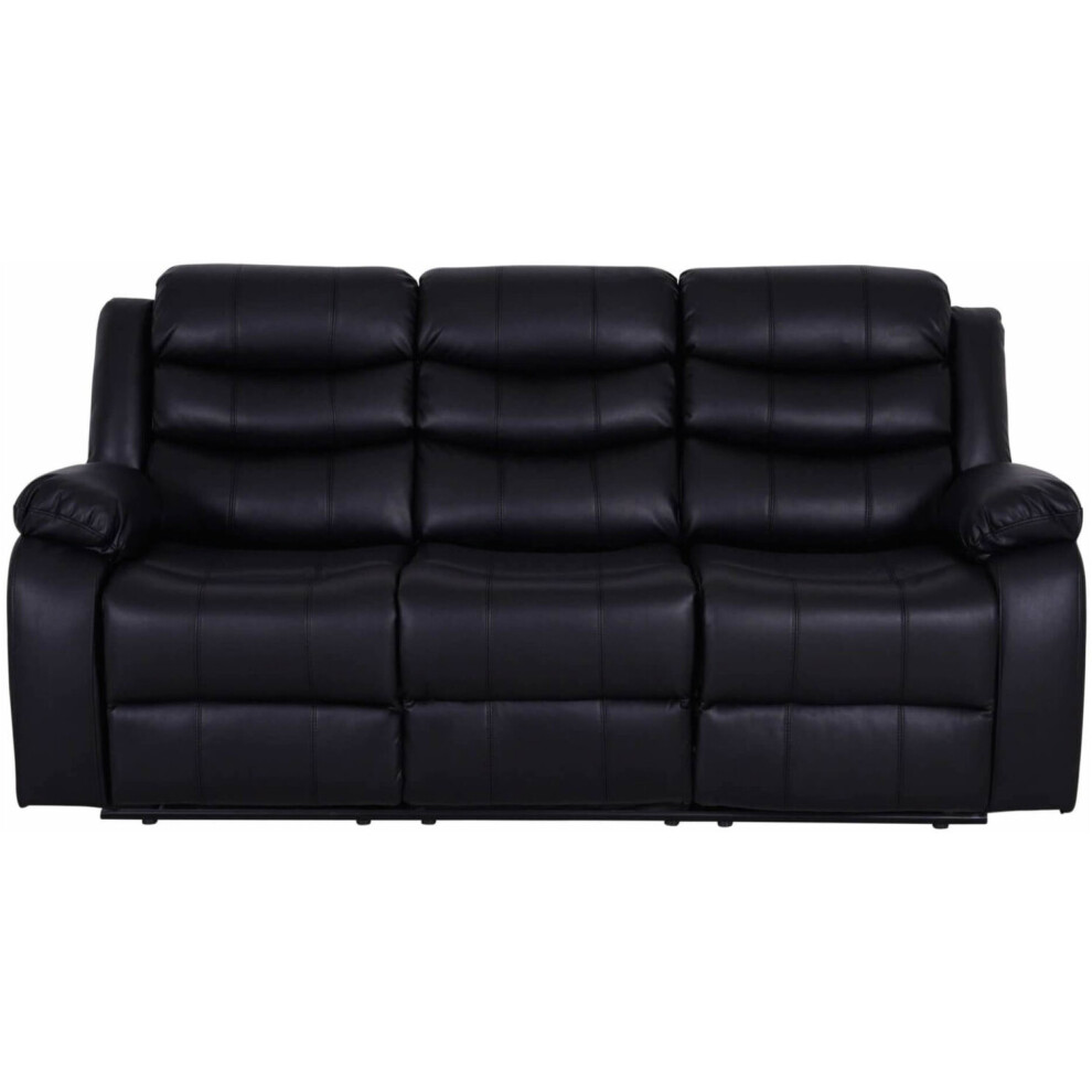 Snugg Furniture (3 Seater, ) Roman Leather Recliner 3 Seater & 2 Seater Sofa Black