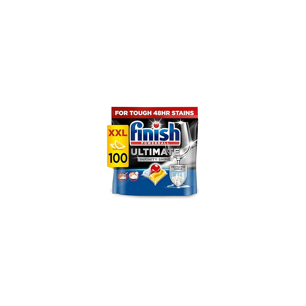 Finish Ultimate Infinity Shine Dishwasher Tablets Bulk | Scent : Lemon | Size: 100 Dishwasher Tabs |Ultimate Clean and