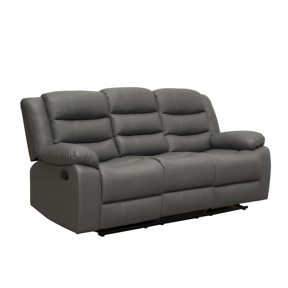 Snugg Furniture (3 Seater, ) Roman Leather Recliner 3 Seater & 2 Seater Sofa Grey
