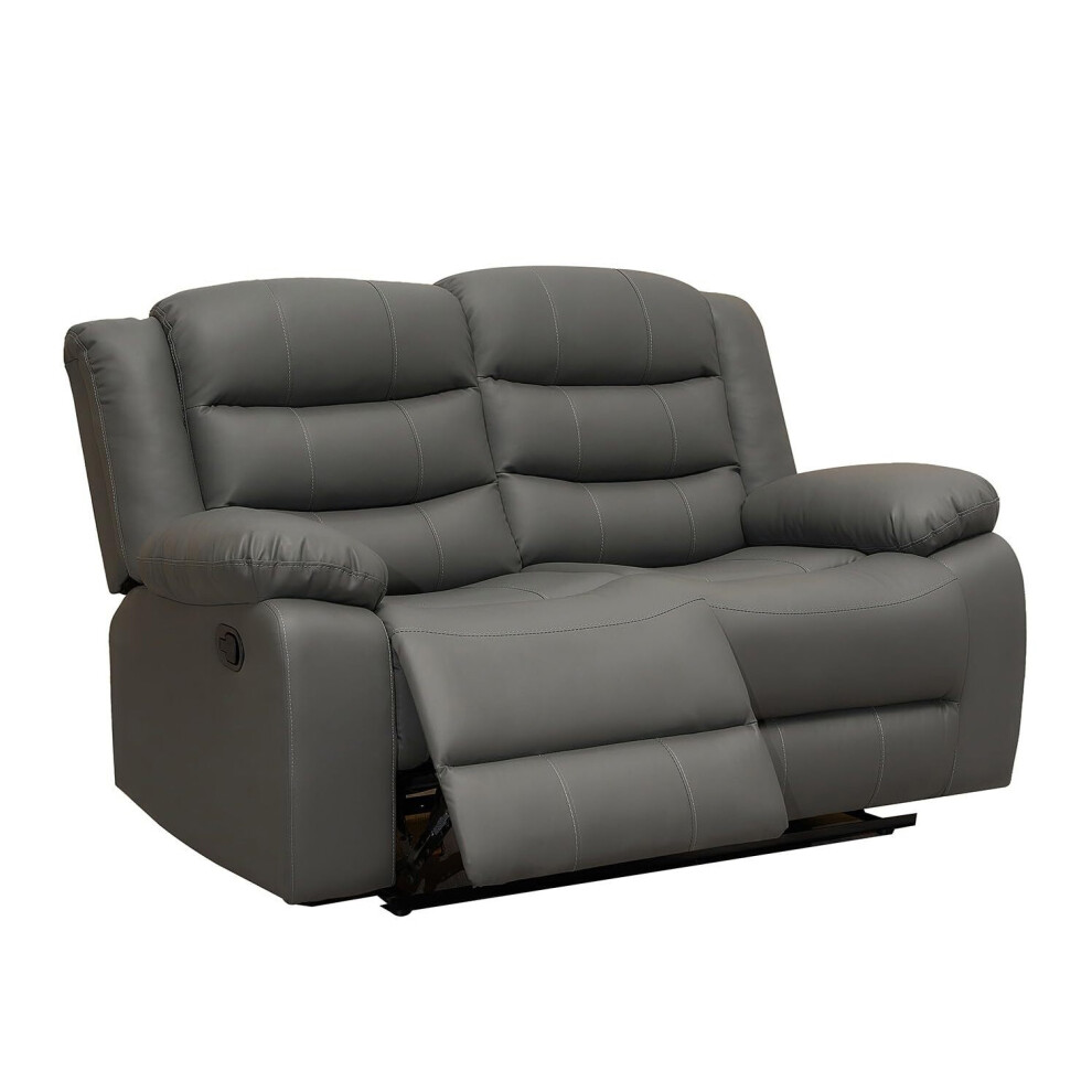 Snugg Furniture (2 Seater, ) Roman Leather Recliner 3 Seater & 2 Seater Sofa Grey