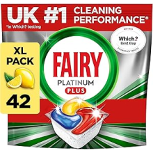 Fairy Platinum Plus Dishwasher Tablets 42 Pack Lemon Scent Anti Dull