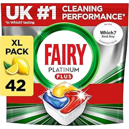 Fairy Fairy Platinum Plus Dishwasher Tablets 42 Pack Lemon Scent Anti Dull