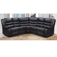 (Black) Roman Leather Recliner 2 Corner sofa