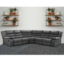 (Grey) Roman Leather Recliner 2 Corner sofa