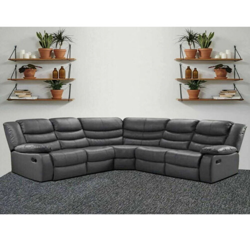 Snugg Furniture (Grey) Roman Leather Recliner 2 Corner sofa