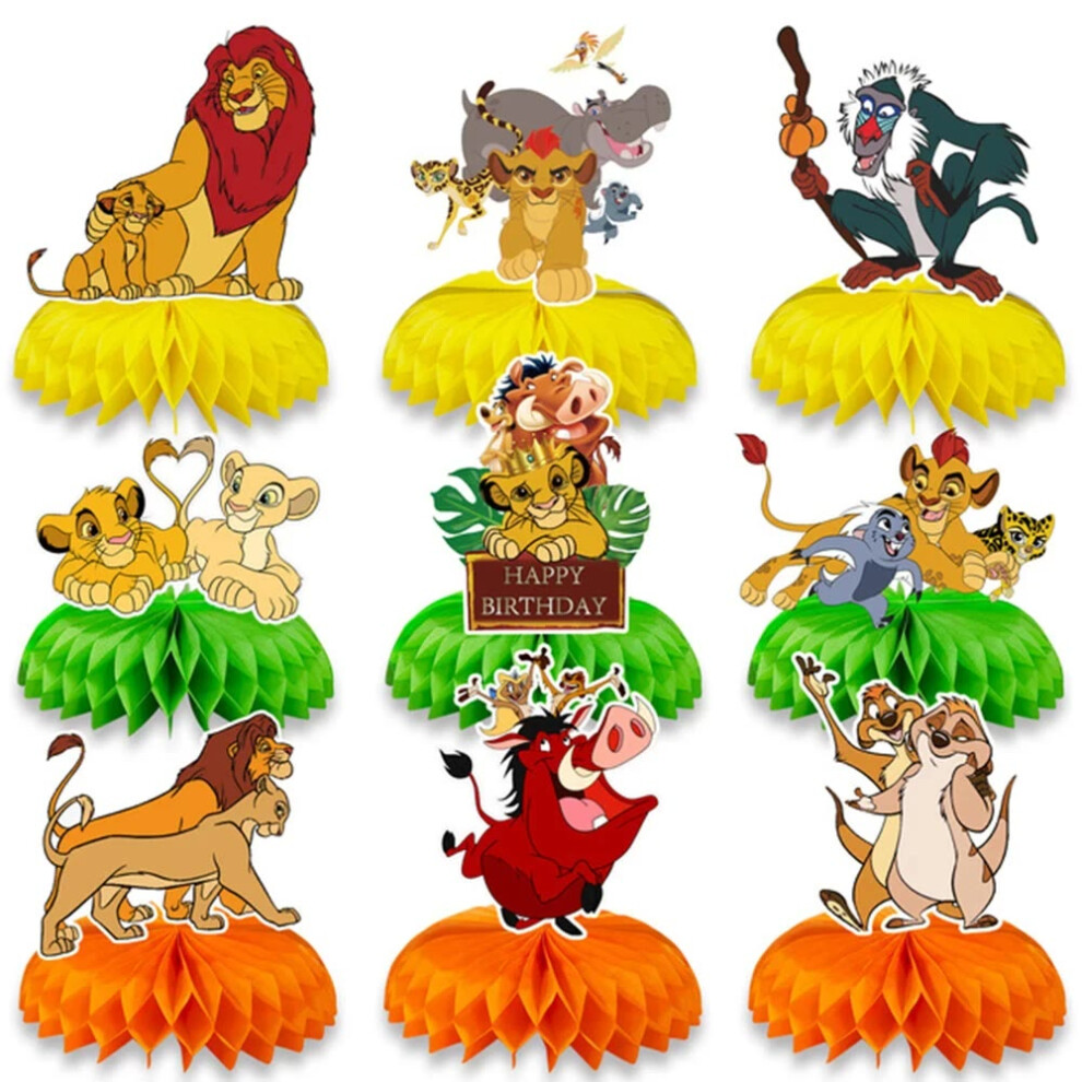 (honeycomb ball-9pcs) Lion King Party Favors includes Slap Bracelets Stickers Blowouts Gifts Bags for Jungle Lion Themed Birthday Party Decorations-image-OPC-PGZBCYG-NEW