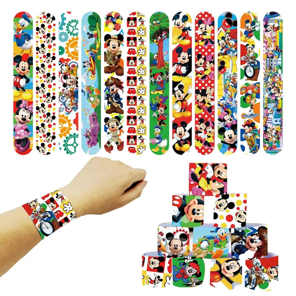 (10pcs braclet-B, 9.5x9.5x11cm) Mickey Mouse Themed Party Supplies Mickey Gift Bag Fillers Minnie Reusable Straws Stamp Seals Snap Bracelet Kids Birth-image-OPC-PGZBDPR-NEW
