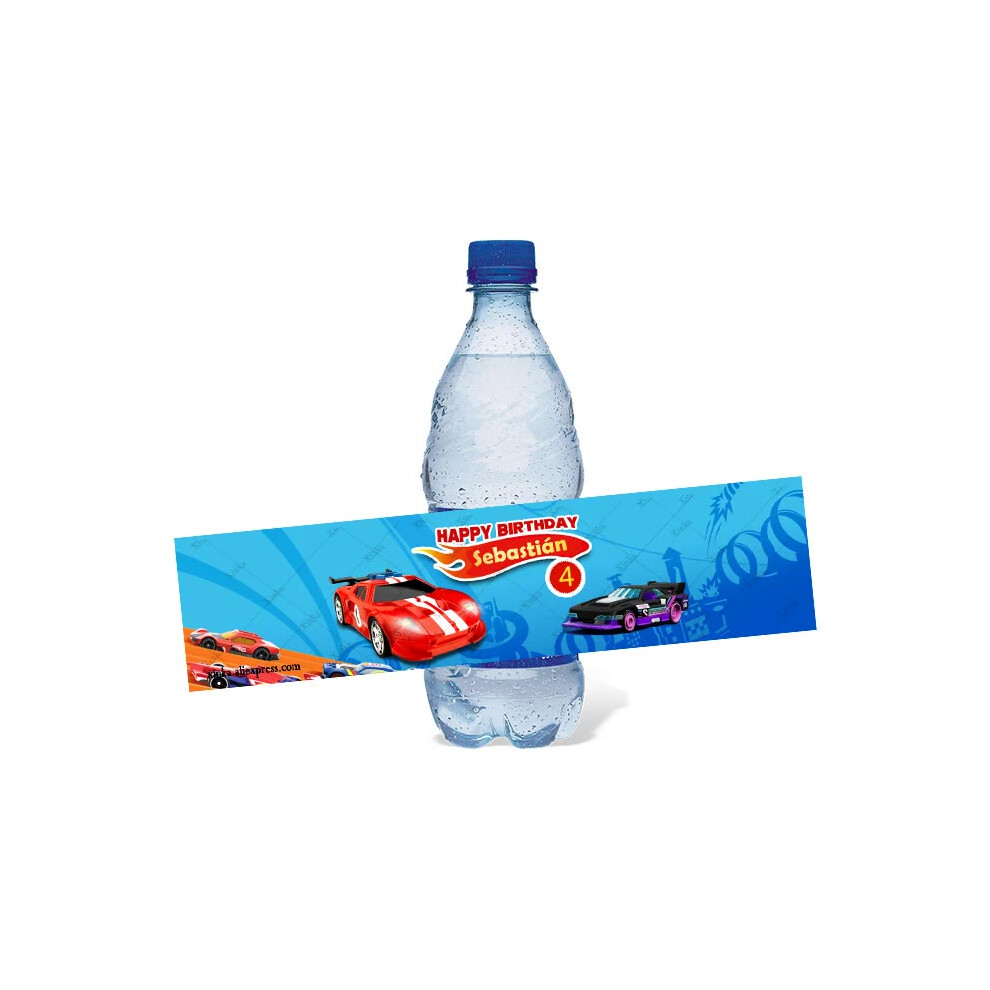 (Water Bottle Labels, 20pcs) Custom Race Car Theme Mini Chocolate Bar Adhesive Labels Candy Wrapper Sticker Personalized Hot Wheels Baby Shower Chips-image-OPC-PGZBDYY-NEW