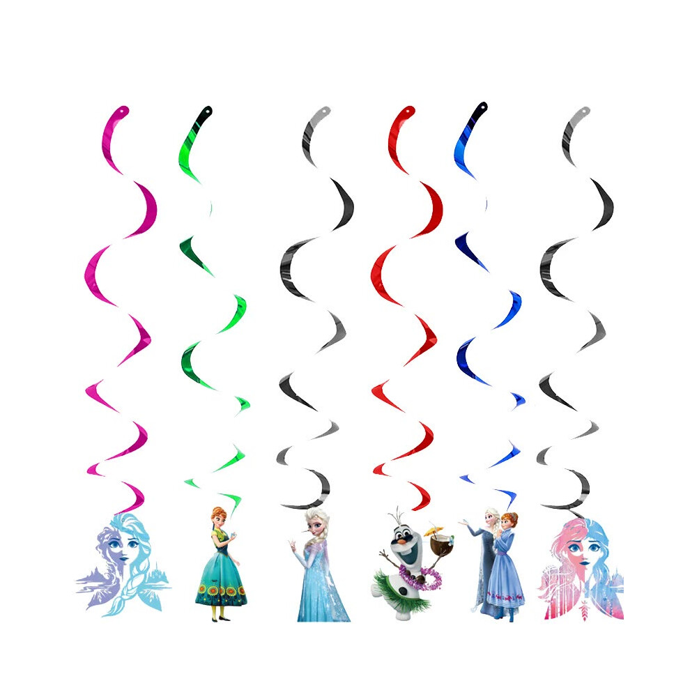 (Spiral Ornament-6pcs, Other) Disney Frozen Birthday Party Decorations Pink Elsa Theme Event Supplies For Kids Girl Foil Balloon Backdrop Princess Par-image-OPC-PGZBFYY-NEW