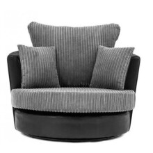 (Black & Grey) Milo Swivel Chair Jumbo Cord Fabric