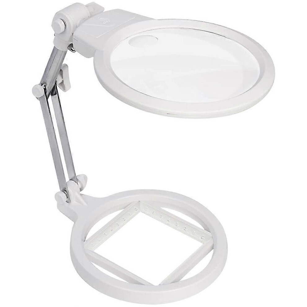 Light (As Show, One Size) Magnifying Glass With And Stand Desktop Magnifier Foldable Magnifier Lamp