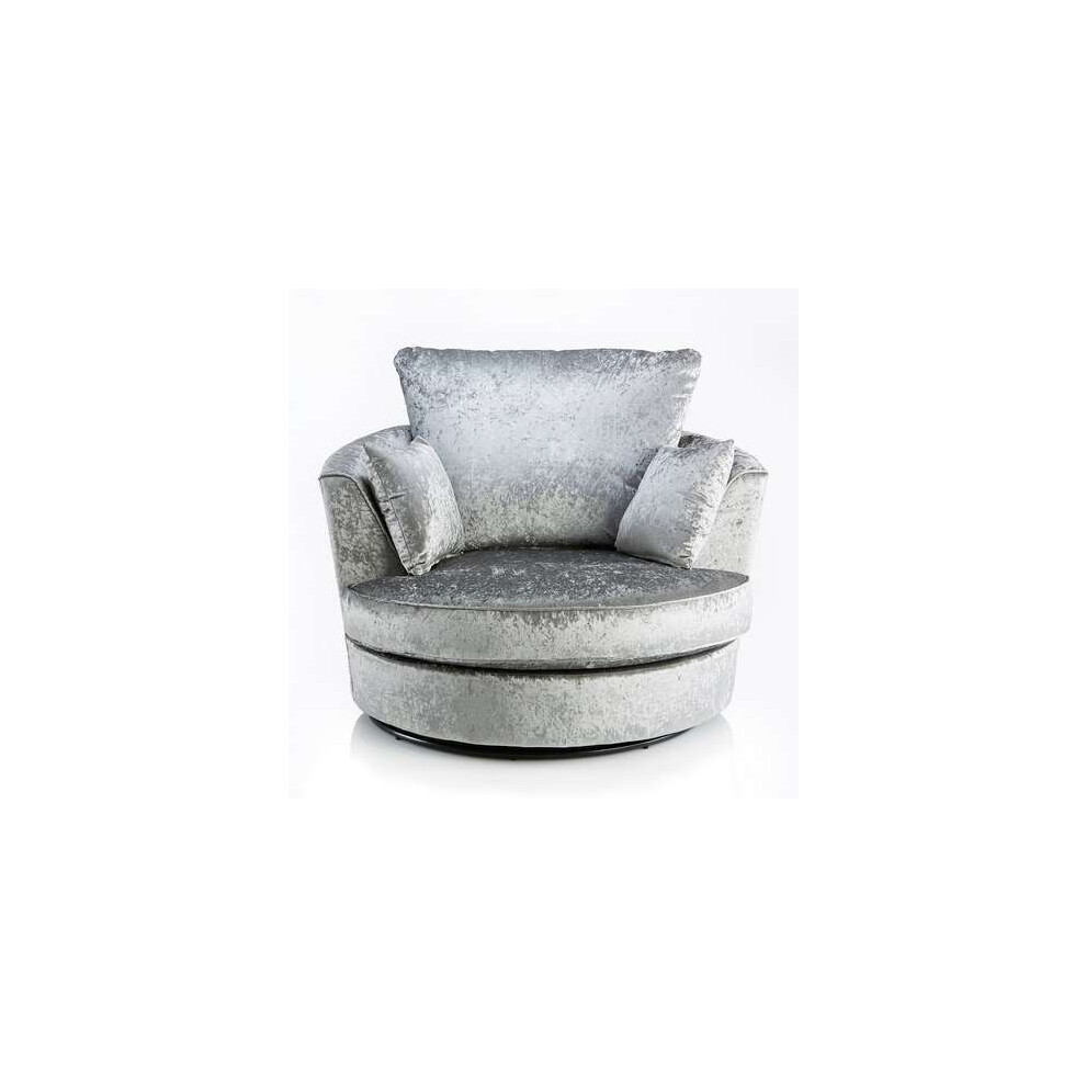 Snugg Furniture (Silver) Aurora Swivel Chair Crushed Velvet Silver