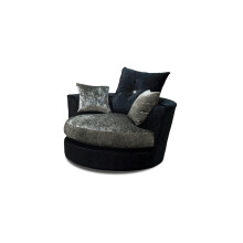 (Black & Silver) Aurora Swivel Chair Crushed Velvet