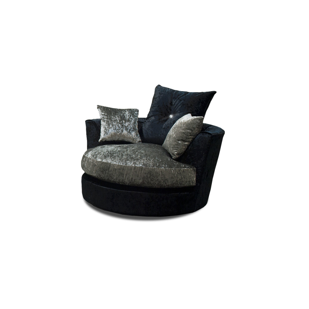 Snugg Furniture (Black & Silver) Aurora Swivel Chair Crushed Velvet Black,Silver