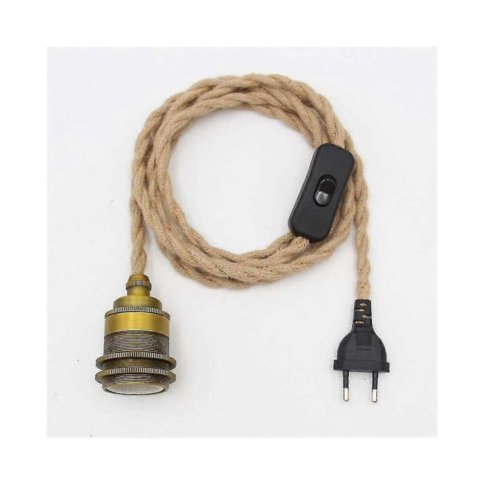 Light/Bronze Vintage Hemp Rope Pendant Kit With Switch Plug Diy Single Head Hanging,Cable Rope E27(Bronze)