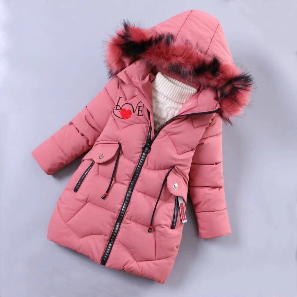 (Rose Red,160cm Child)4 5 ans enfant fille manteau long veste à capuche hiver épaississant coton vêtement chaud