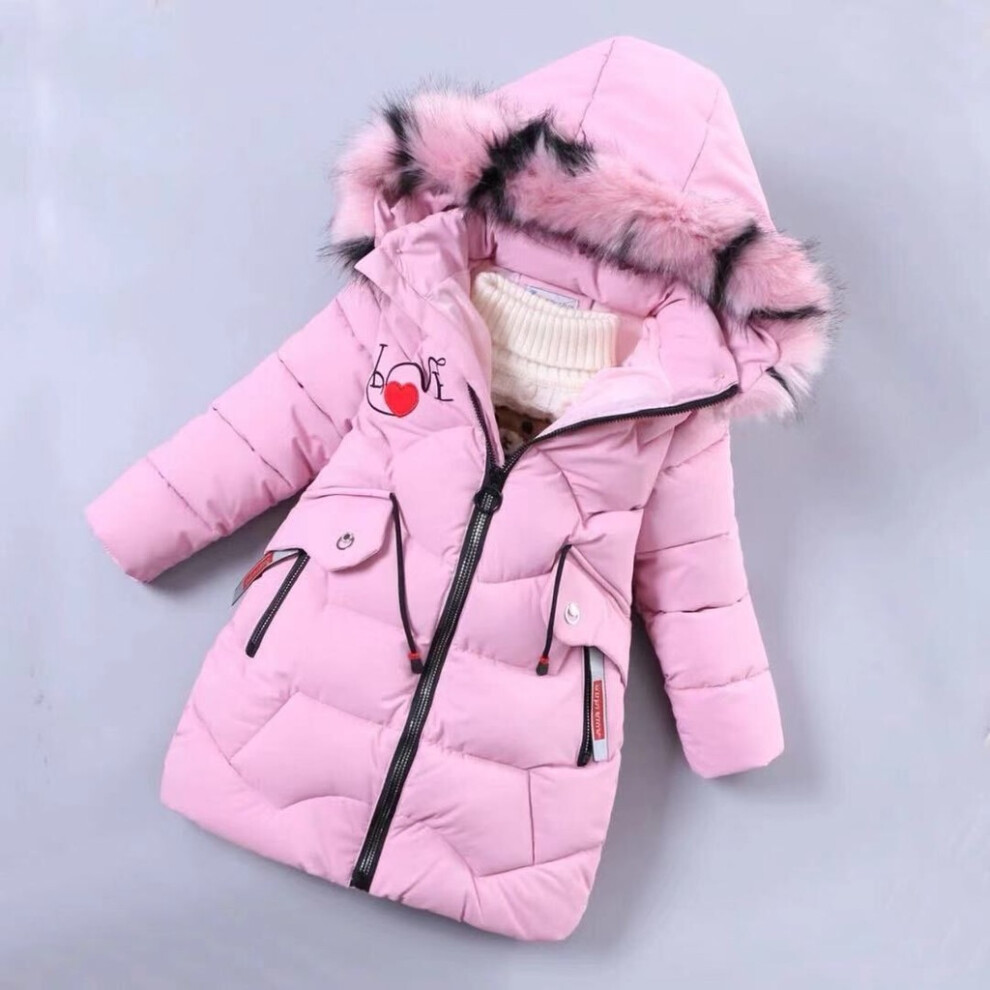 (Pink,140cm Child)4 5 ans enfant fille manteau long veste à capuche hiver épaississant coton vêtement chaud