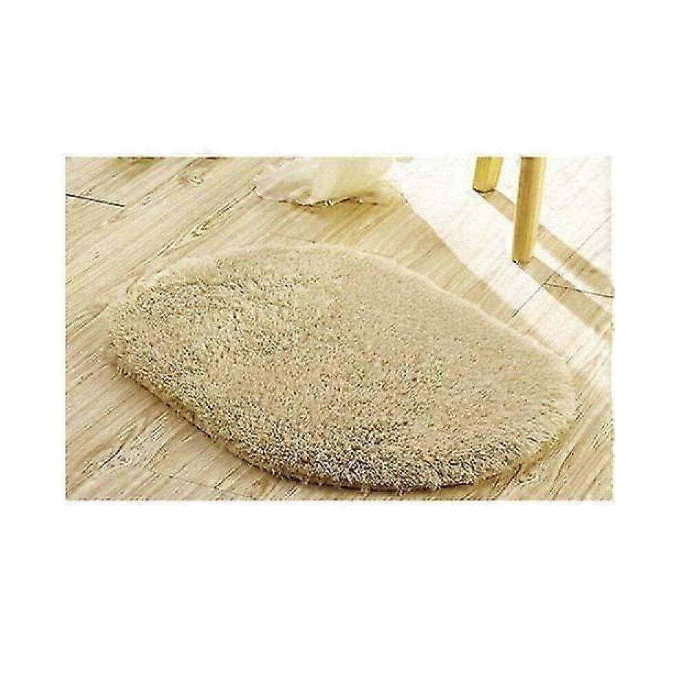 (60*90, Beige) JWL-Bathroom Mats Foam Bath Rug Ellipse Mats Anti-Slip Soft Water Absorption Bath Mats Toilet Floor Doorway Rug Bath Home Supplies