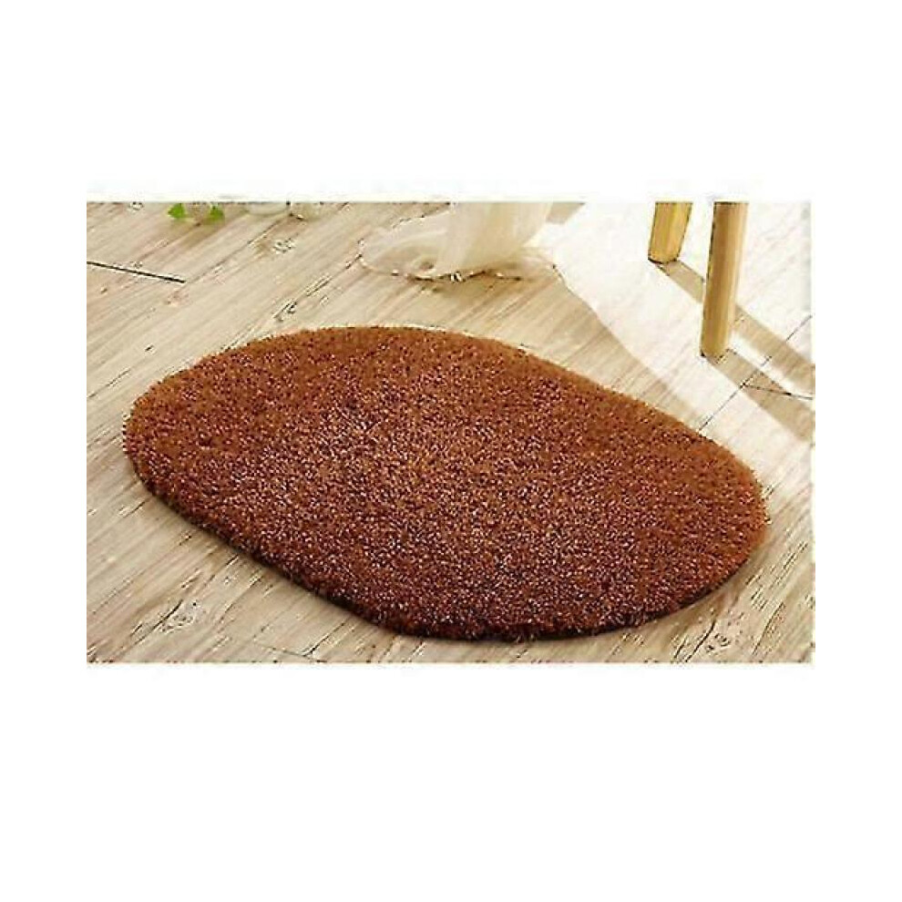 (60*90, Coffee) JWL-Bathroom Mats Foam Bath Rug Ellipse Mats Anti-Slip Soft Water Absorption Bath Mats Toilet Floor Doorway Rug Bath Home Supplies