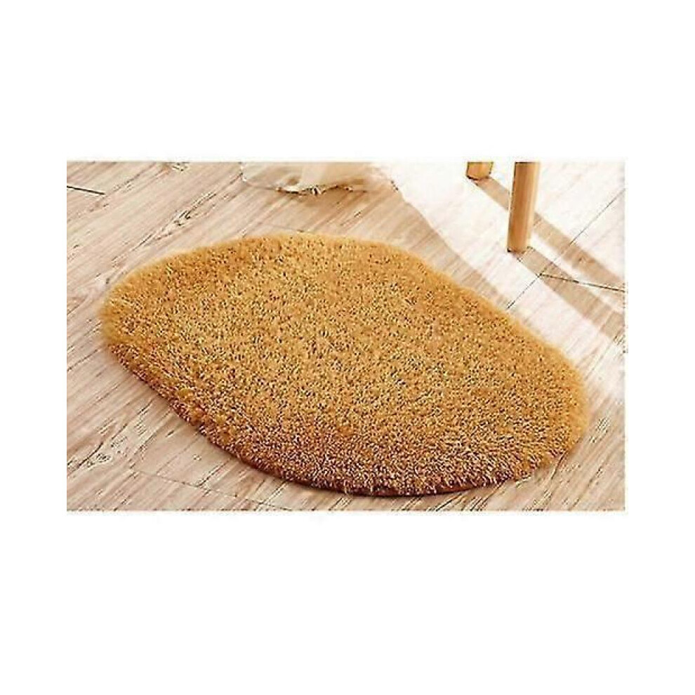(40*60, Khaki) JWL-Bathroom Mats Foam Bath Rug Ellipse Mats Anti-Slip Soft Water Absorption Bath Mats Toilet Floor Doorway Rug Bath Home Supplies