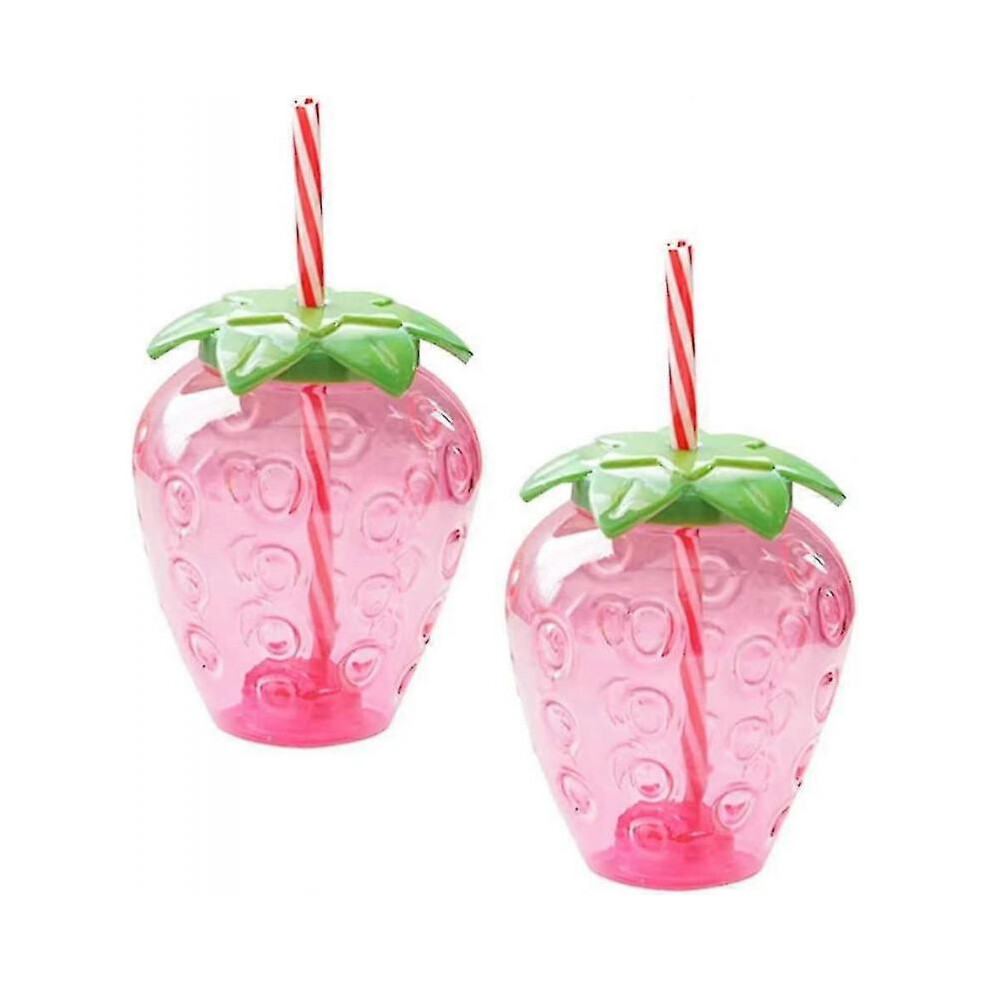 2pcs Strawberry Drinking Cups with Straw