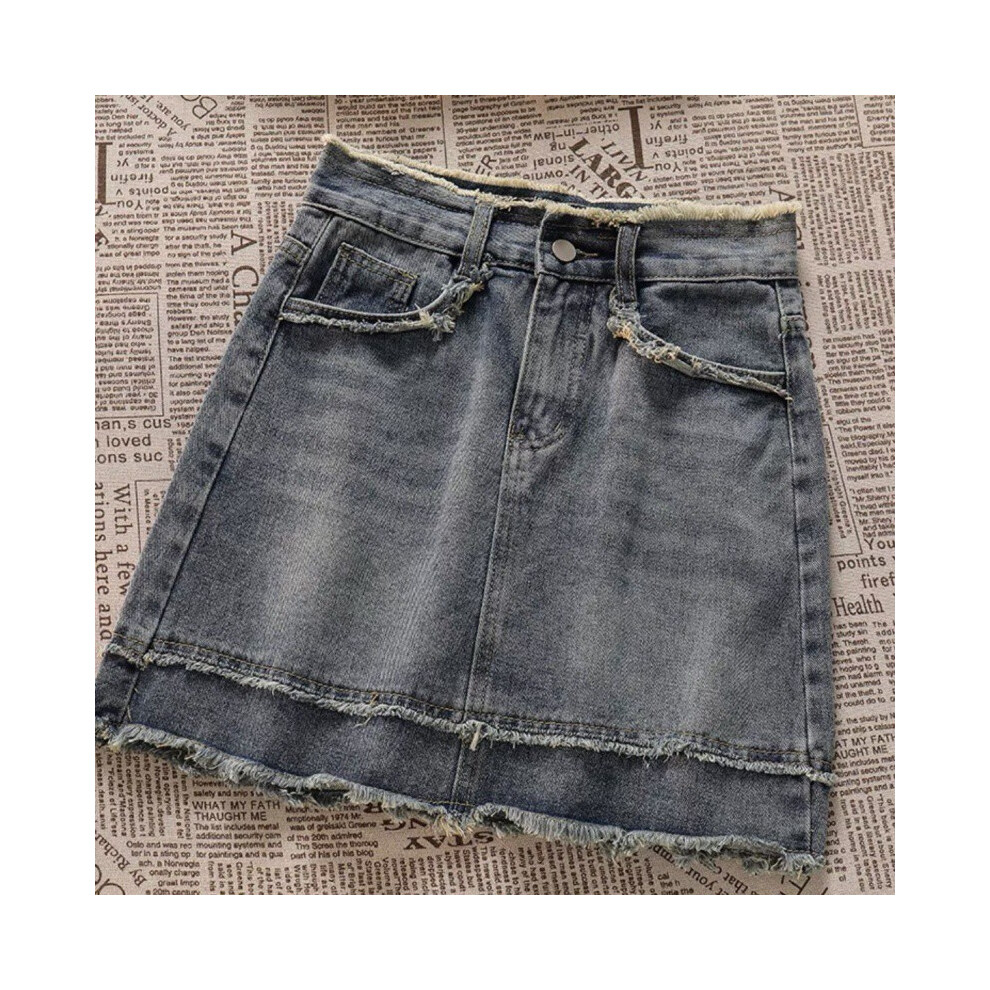 (StyleC,130)Jupe en jean taille haute à la mode et haut à fleurs pour filles âgées de plus de huit ans