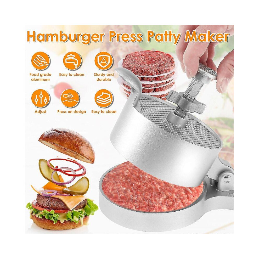 Burger Press, Adjustable Hamburger Press Patty Maker with 100 Patty Paper