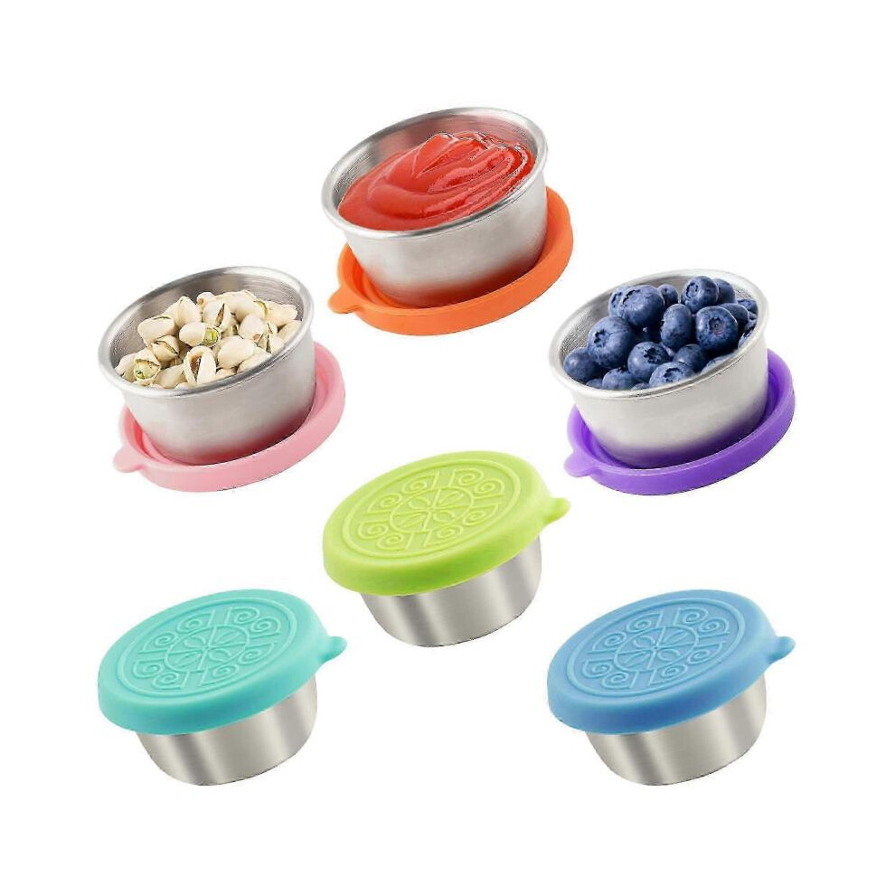 6x1.6 Oz Salad Dressing Containers with Lids, Small Leakproof Reusable Stainless Steel Salad Dressing Container