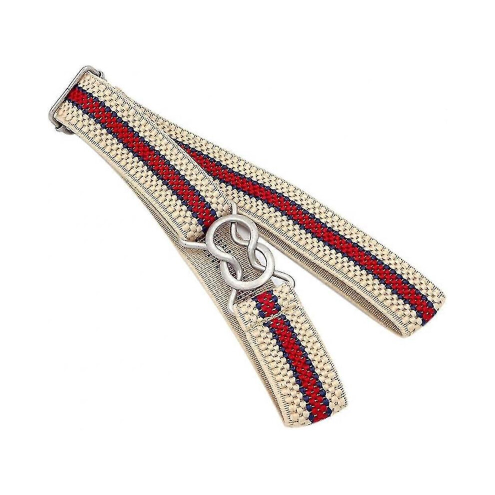 (Beige stripe) Kids Adjustable Elastic Belts For Toddler Stretch Waist Stripe Belts For Boys And Girls