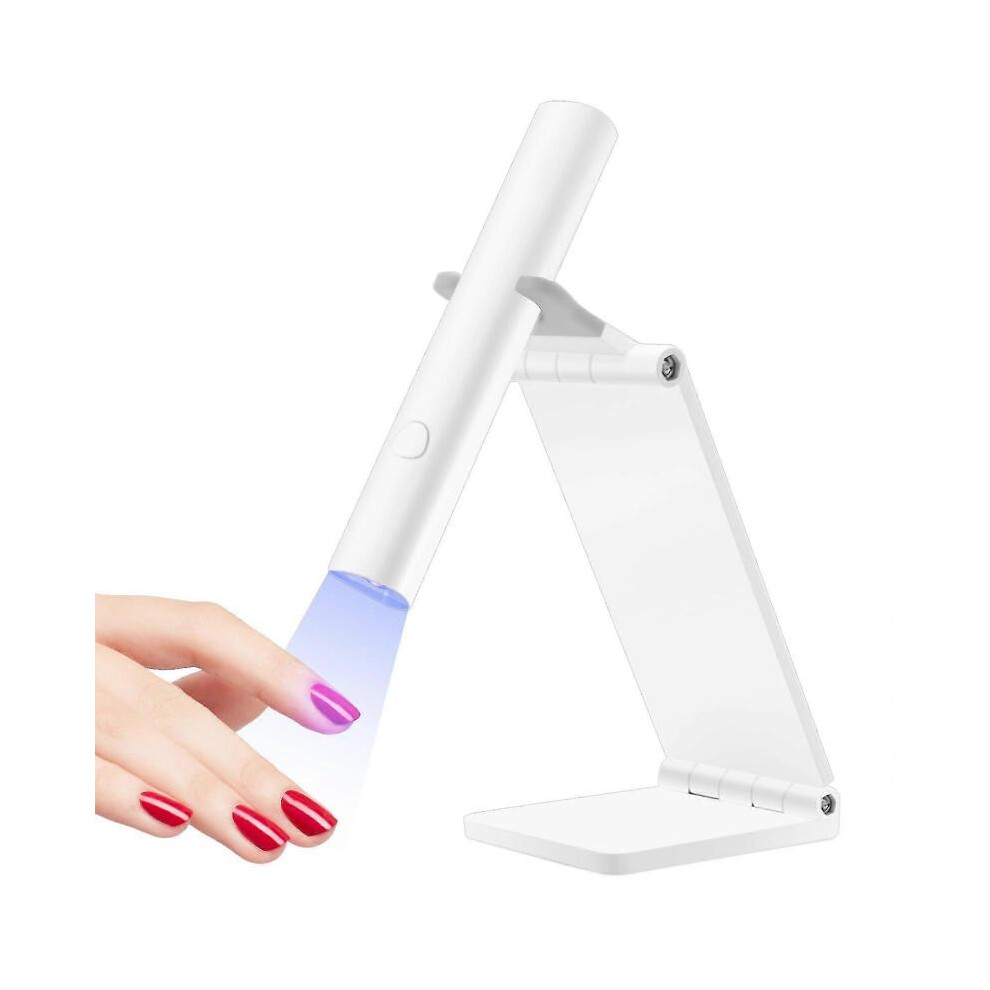 (White) UV Lamp for Gel Nails, Mini UV LED Lamp, Rechargeable with Stand, Portable Small UV Nail Lamp, for Curing Nail Glue & Nail Tips 2024 New