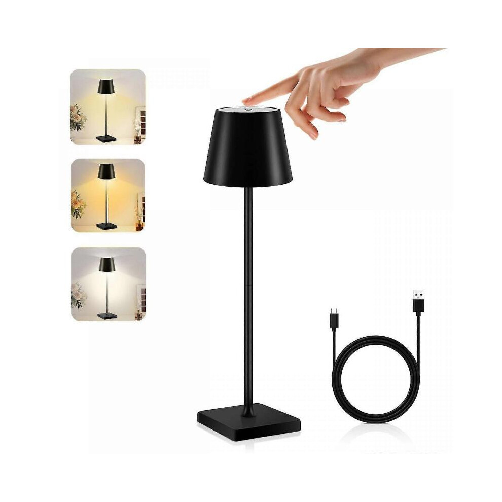 (Black) LED Table Lamp Wireless Touch Control Dimmable Battery Table Lamp 3000K-6000K Waterproof IP54 Indoor and Outdoor Table Lamp -GSLA