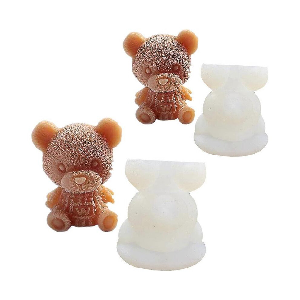 Pcs 3d Teddy Bear Mold Silicone Animal Mold Soap Candle Mold Food Grade Silicone Drink Cake Decoration, for Ice Cube for Coffee, Milk, Tea, Cake Bakin