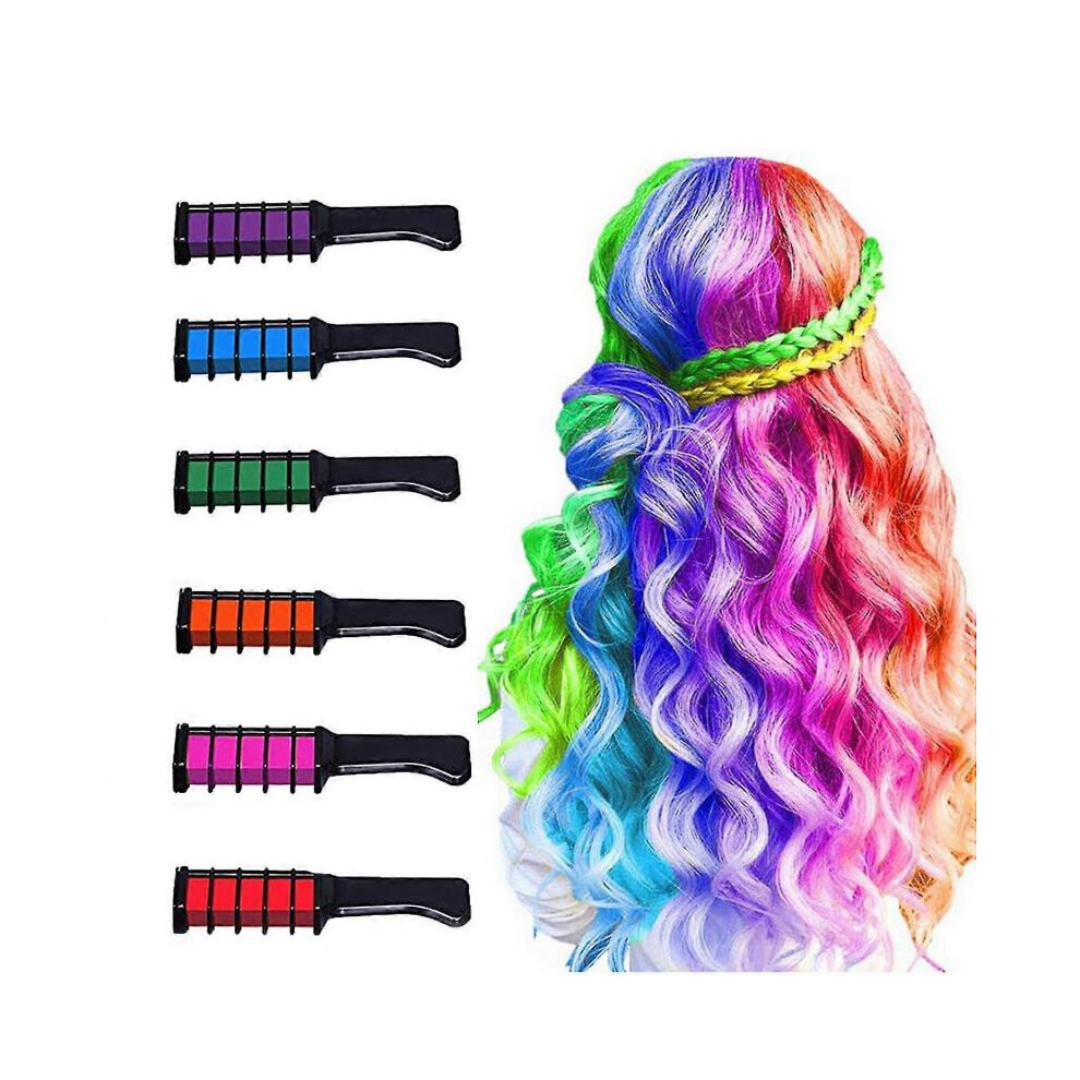 6pcs Hair Chalk Comb Temporary Dye Salon Kits Party Fans Cosplay Set Fancy Dress