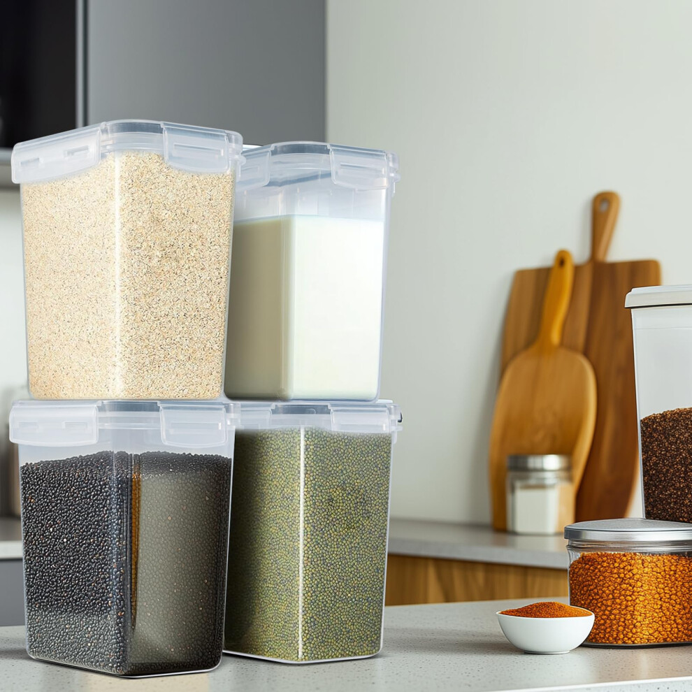 4PCS Cereal Storage Container Plastic Airtight Food Storage Containers