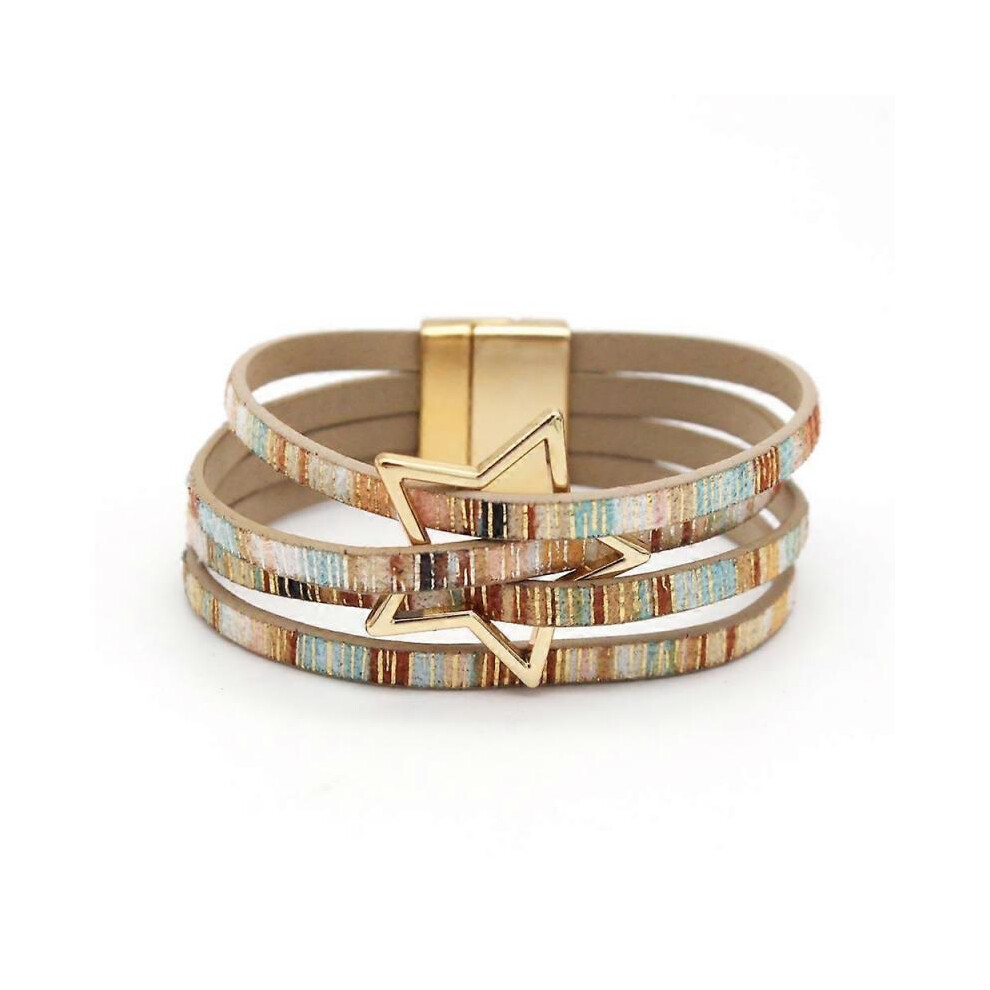 Leather Bracelets for Women 2022 Fashion Bracelets & Bangles Elegant Multilayer Wide Wrap Bracelet Female Jewelry Gift